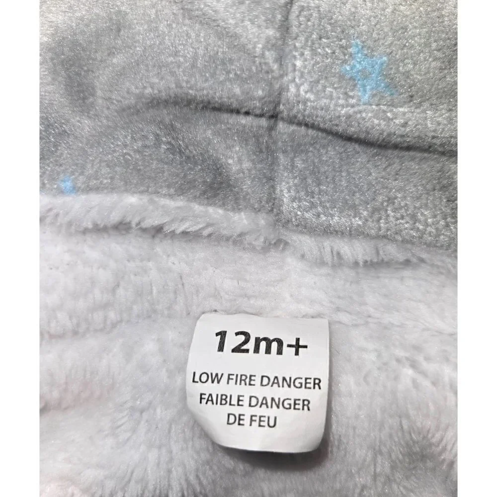Blanekts & Beyond Llama Bathrobe‎ Unisex Baby 12 M Grey Blue Stars Animals NEW